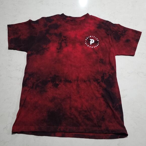 Primitive Skate Since 2008 Tie Dye Red Double Sided Graphic Shirt Small EUC - Picture 2 of 8